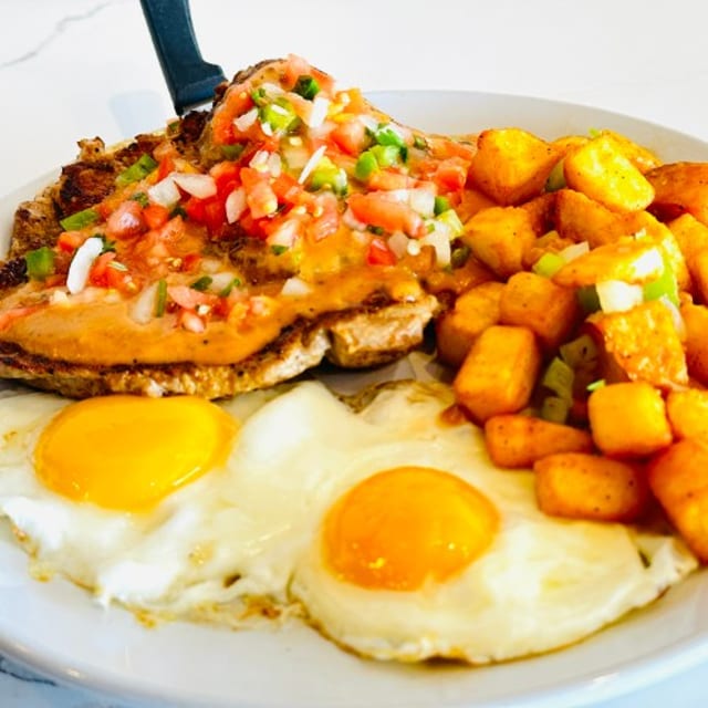 Spicy Chops and Eggs.